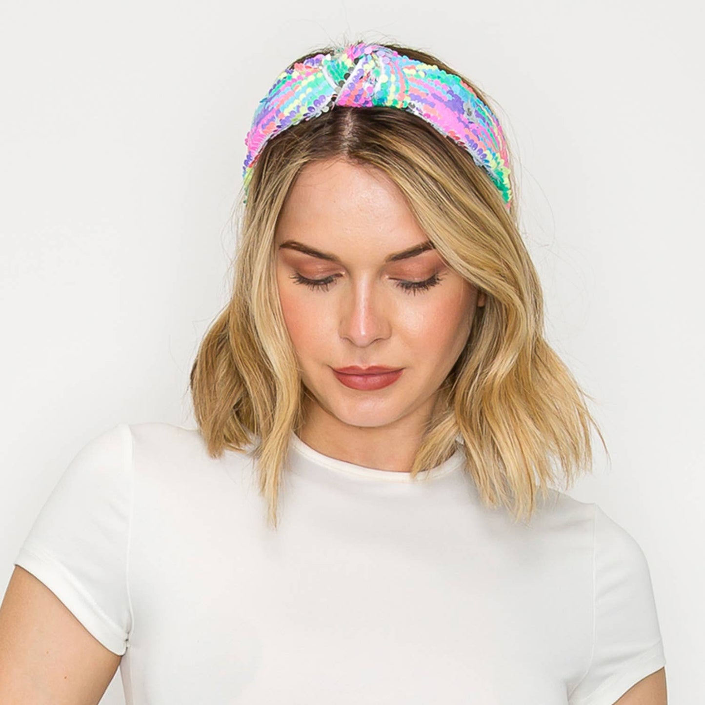 Colorful Multi Theme Colorway Sequin Top Knotted Headband