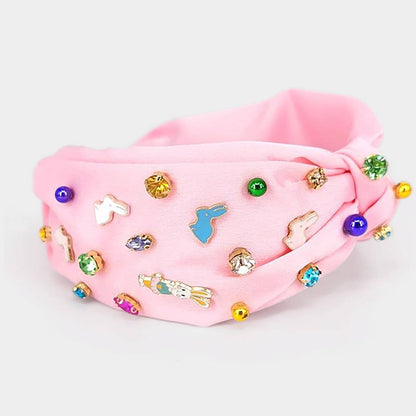 Colorful Stone Cluster Enamel Easter Bunny Headband