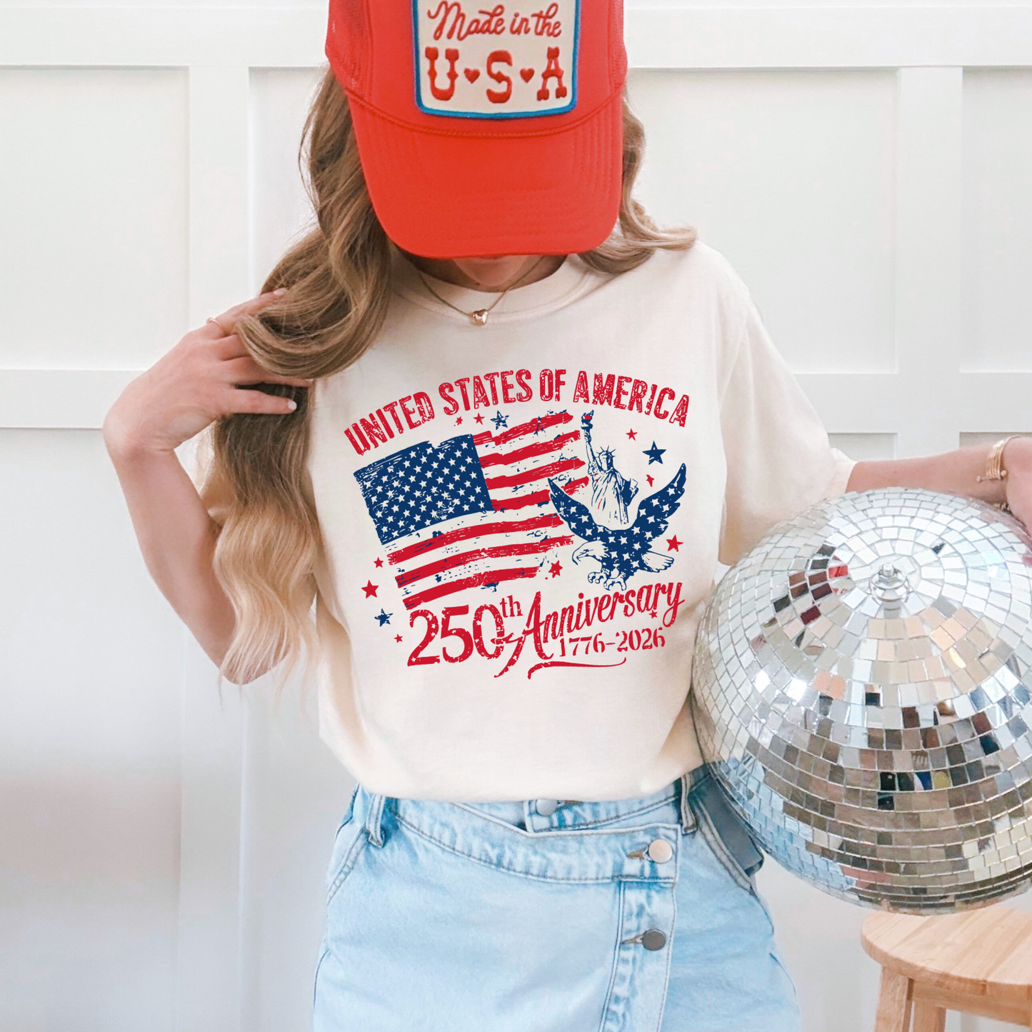 USA 250 Anniversary Patriotic T-Shirt – American Flag Eagle Graphic Tee