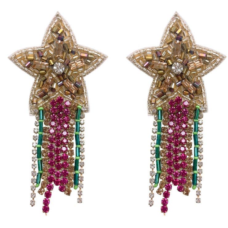 Mardi Star Tassel Beaded Earrings – Colorful Statement Earrings