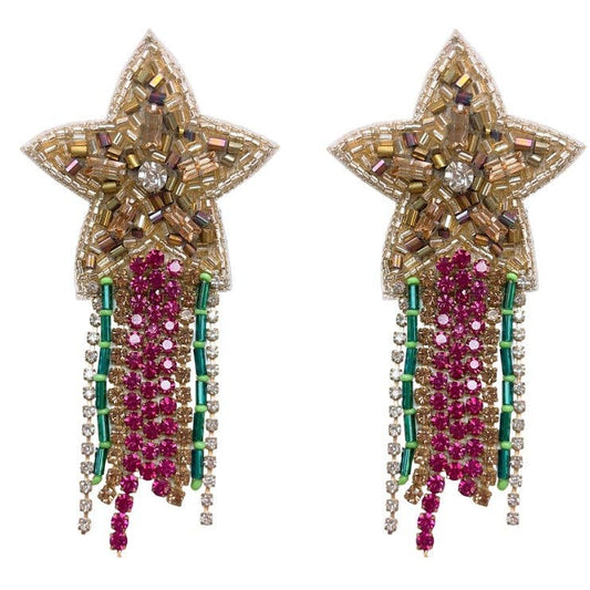 Mardi Star Tassel Beaded Earrings – Colorful Statement Earrings
