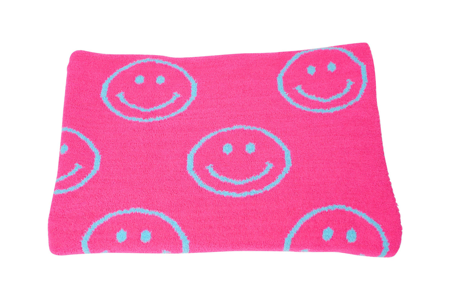 Smiley Face & Lightning Bolt Plush Throw Blanket – Cozy Knit Blanket 50" x 60"