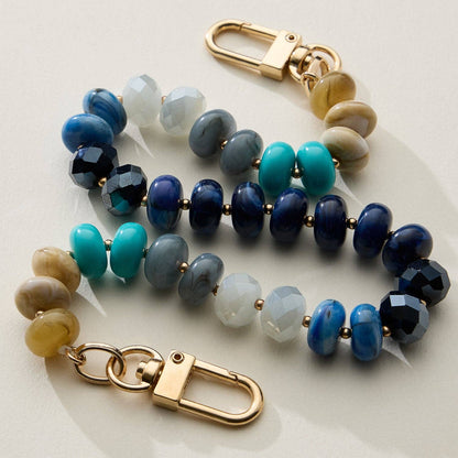 Mixed Bead Bag Keychain with Gold Clasps