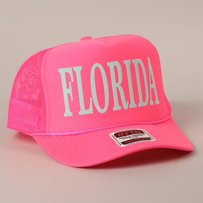 FLORIDA Text Printed Mesh Back Foam Trucker Hat