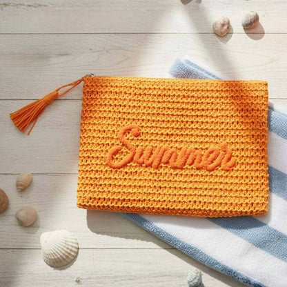SUMMER Embroidery Woven Straw Pouch Bag