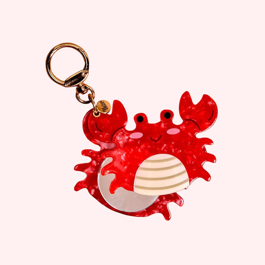 🦀 Crab Mini Mirror Bag Charm – Acrylic Keychain | Capri Italia Collection
