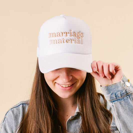 Marriage Material Trucker Hat – Embroidered Mesh Back Cap
