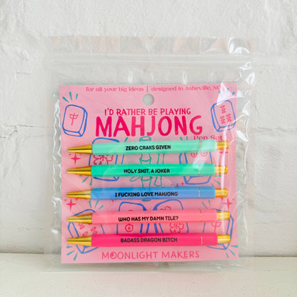 I'd Rather Be Playing Mahjong - Pen Set - Funny Gift