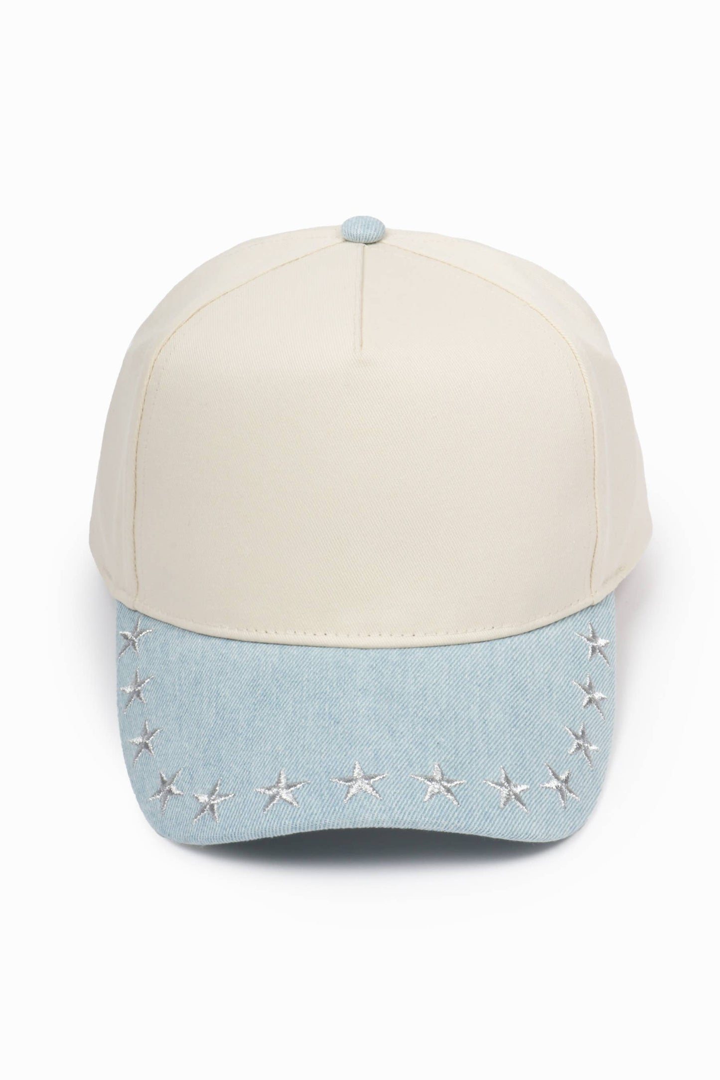 STARS Embroidered Denim Brim 5 Panel Two Tone Cap