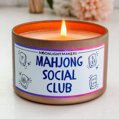 Mahjong Social Club - 8oz Candle - 100% Soy - Mahjong Gift