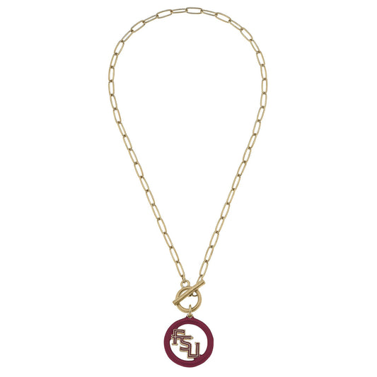 Seminole Color Inspired Enamel T-Bar 16" Necklace