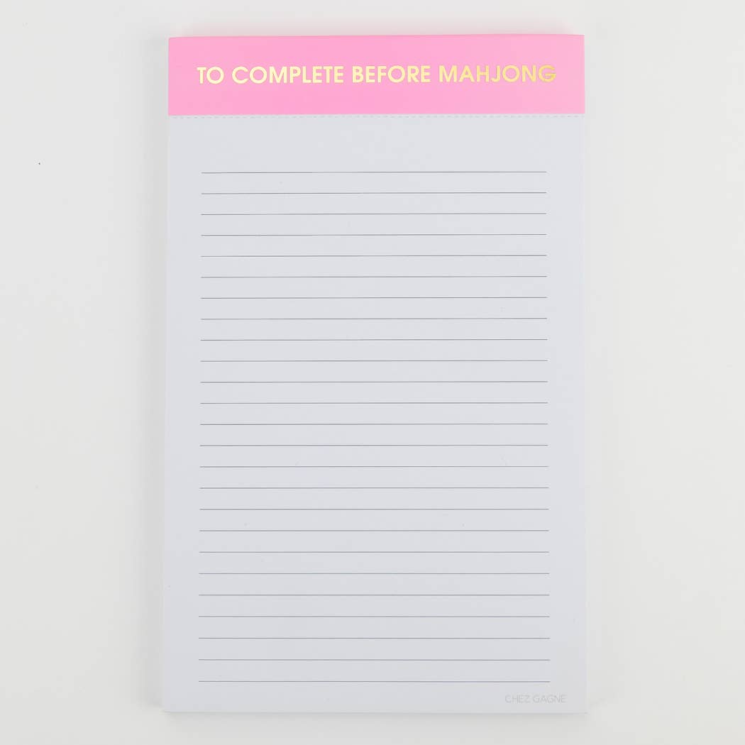 To Complete Before Mahjong - Lined Notepad, Mahjong Gift