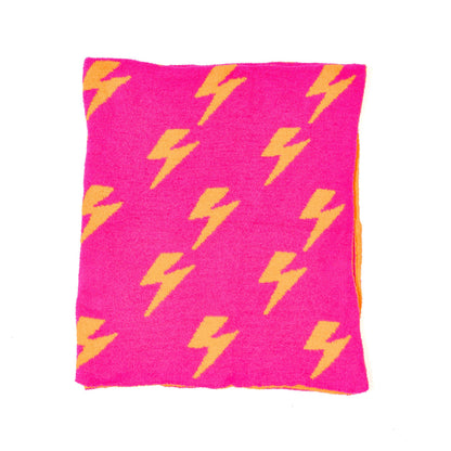 Smiley Face & Lightning Bolt Plush Throw Blanket – Cozy Knit Blanket 50" x 60"