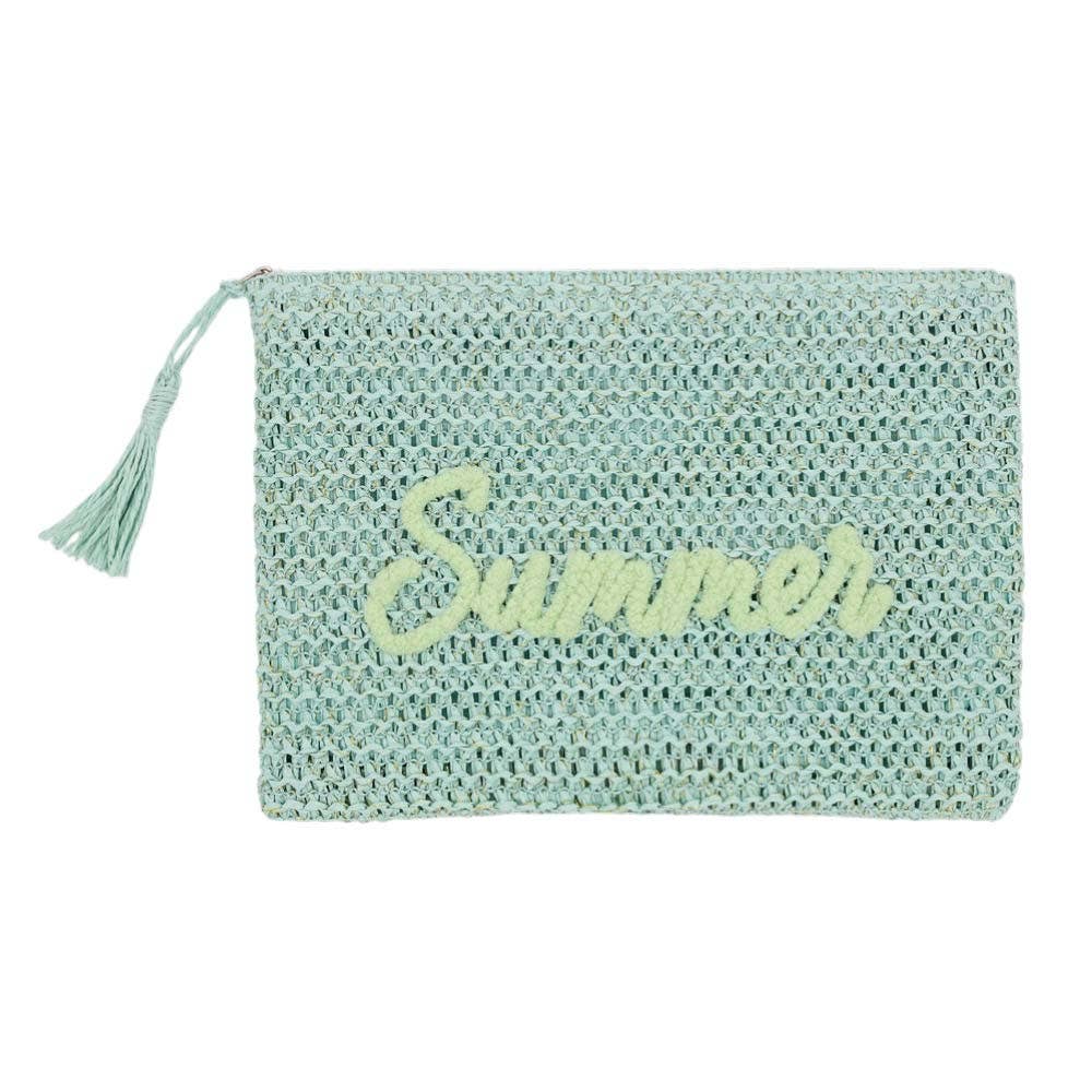 SUMMER Embroidery Woven Straw Pouch Bag