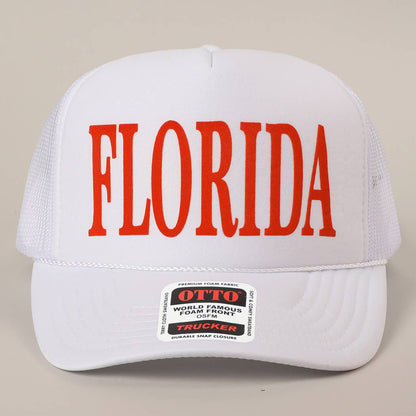 FLORIDA Text Printed Mesh Back Foam Trucker Hat