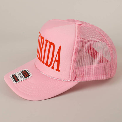 FLORIDA Text Printed Mesh Back Foam Trucker Hat