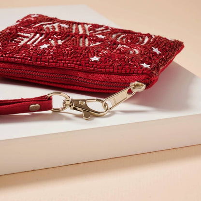 Game Day Stars Seed Beaded Coin Pouch