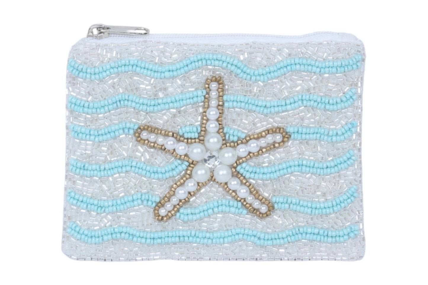 Starfish Themed Fully Beaded Coin Purse