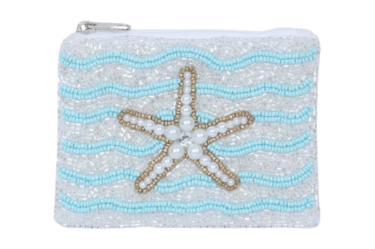 Starfish Themed Fully Beaded Coin Purse
