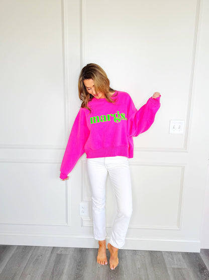 Margs Lime Puff Crop Sweatshirt