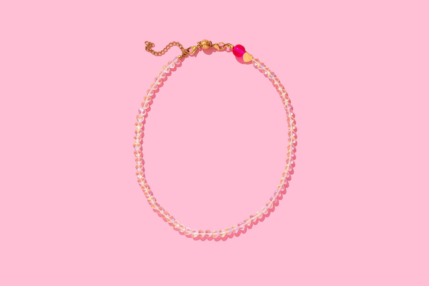 Beaded Necklace - Glass Hearts - Nora