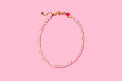 Beaded Necklace - Glass Hearts - Nora
