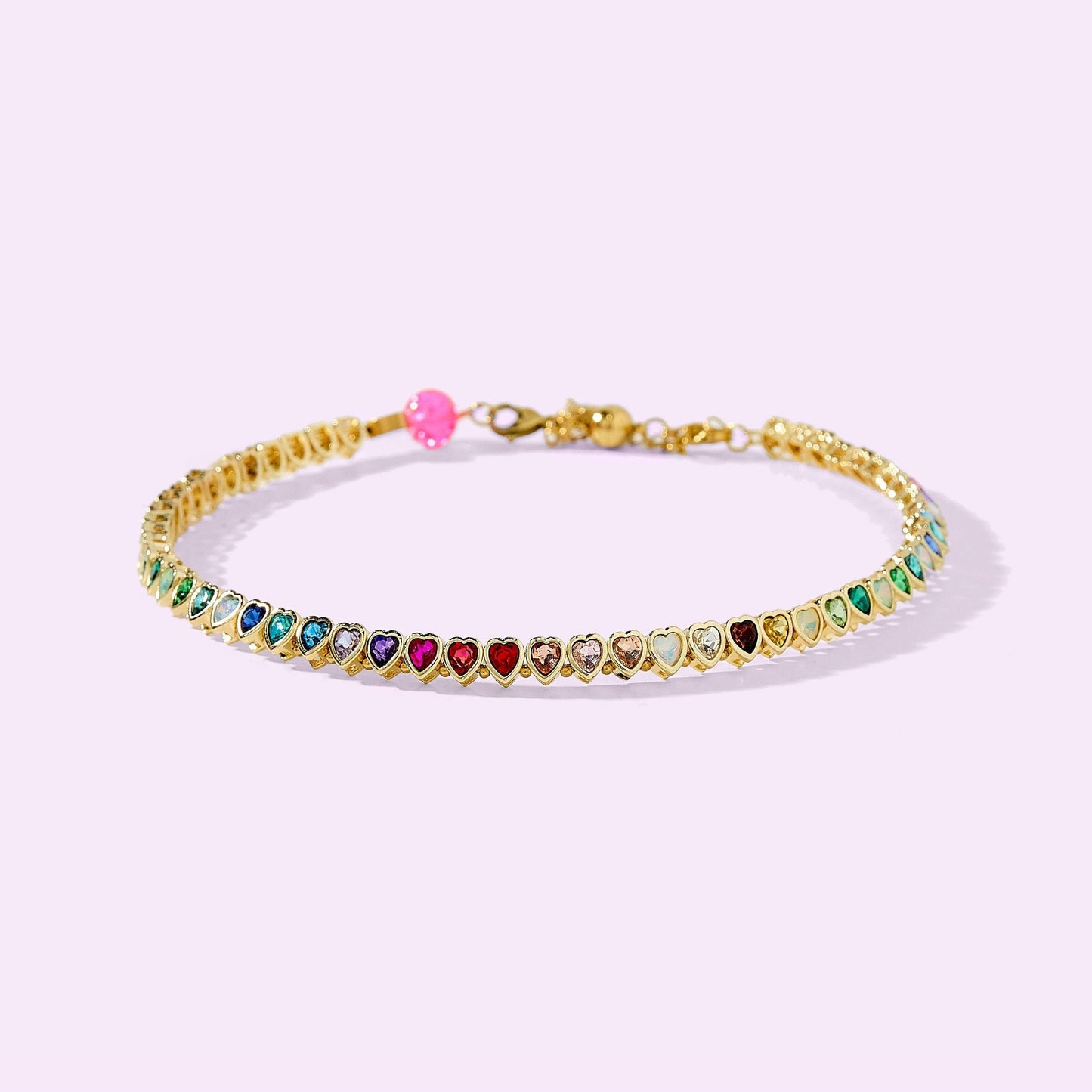 Amore Rainbow Hearts Necklace  Multicolor Heart Bead Choker