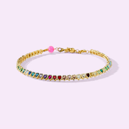 Amore Rainbow Hearts Necklace  Multicolor Heart Bead Choker
