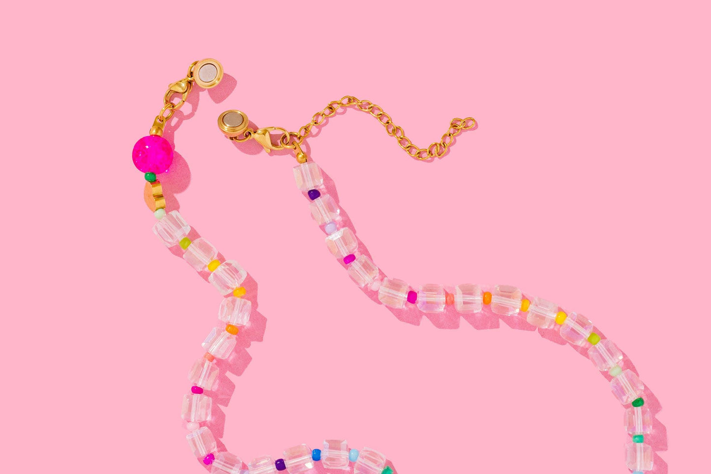 Beaded Necklace - Glass Hearts - Nora